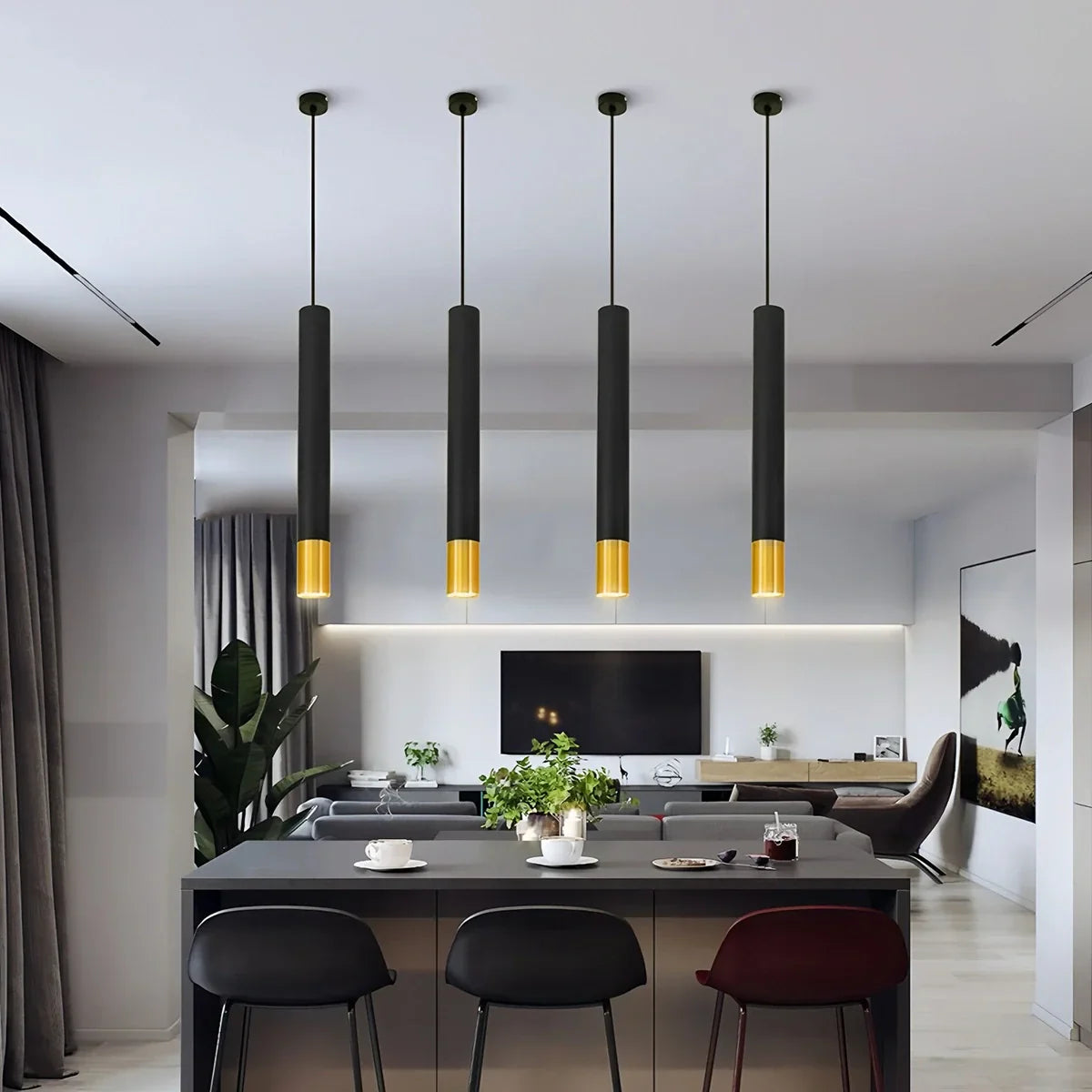 flairel Stark Long Tube Pendant Light for Bedroom