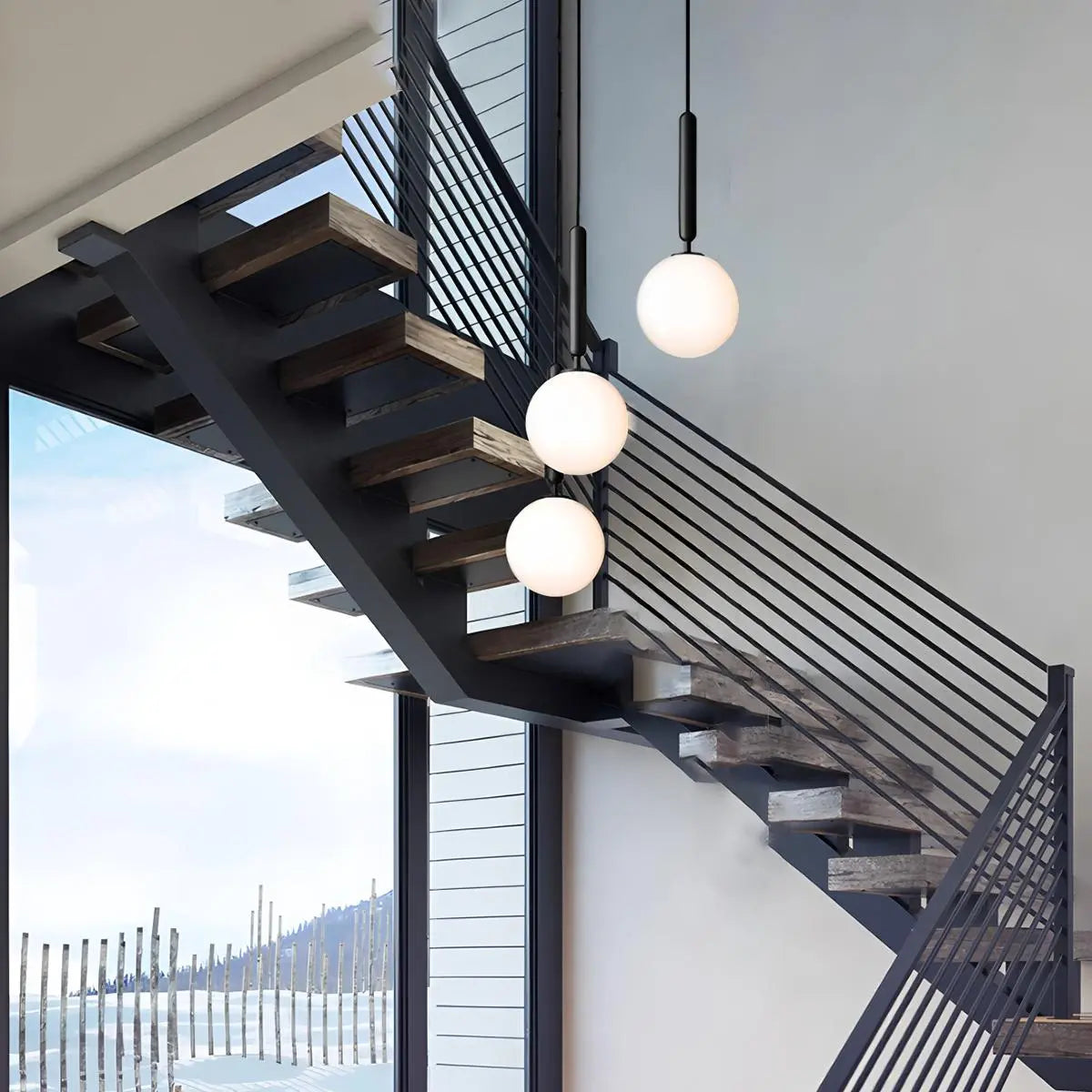 flairel Temen Globe Glass Pendant Light for Kitchen Island