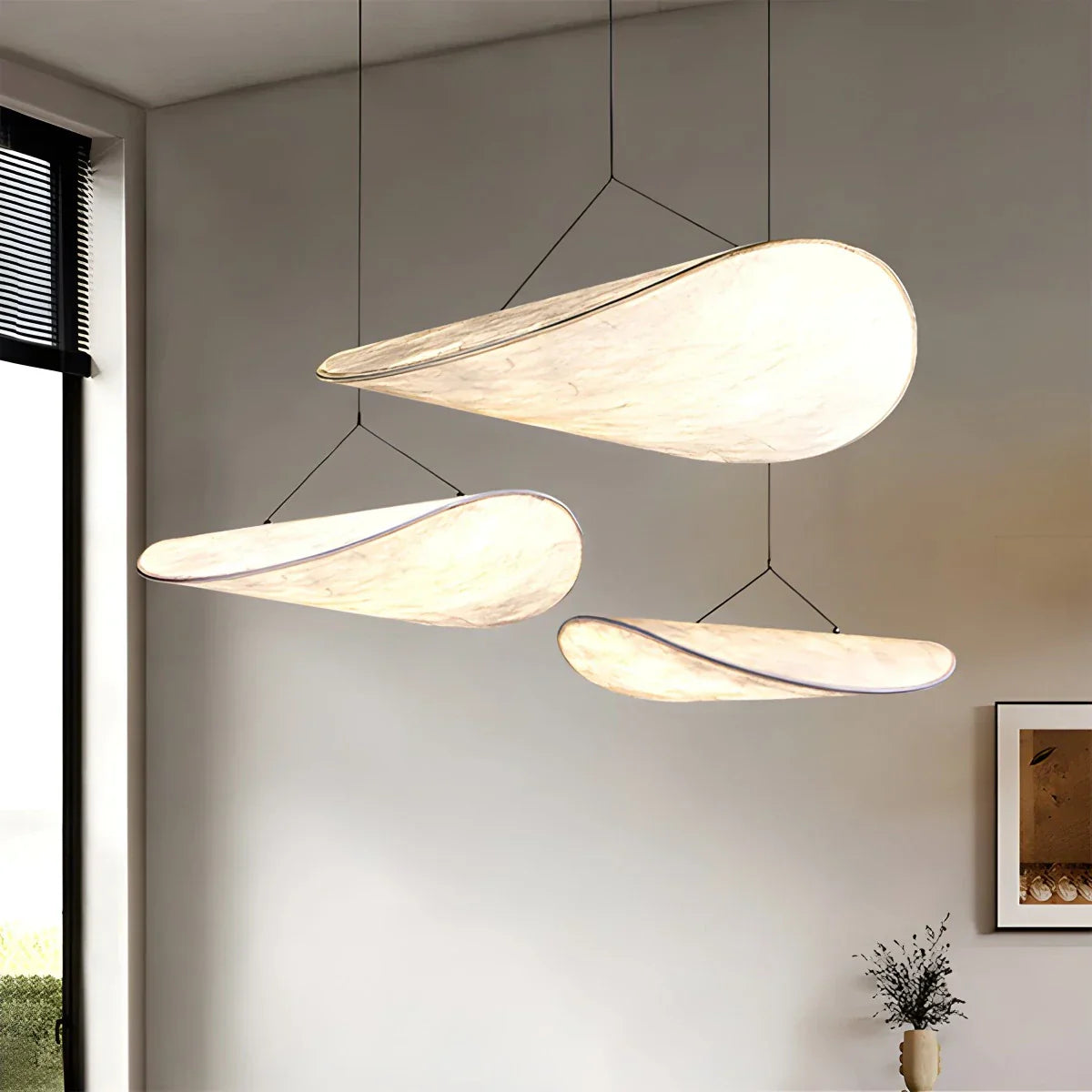 flairel Zen Art Cloud Shape Silk Pendant Light for Living Room