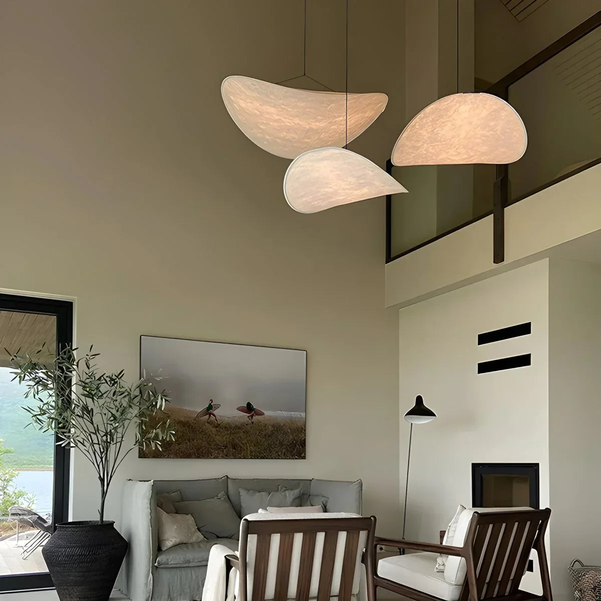 flairel Zen Art Cloud Shape Silk Pendant Light for Living Room