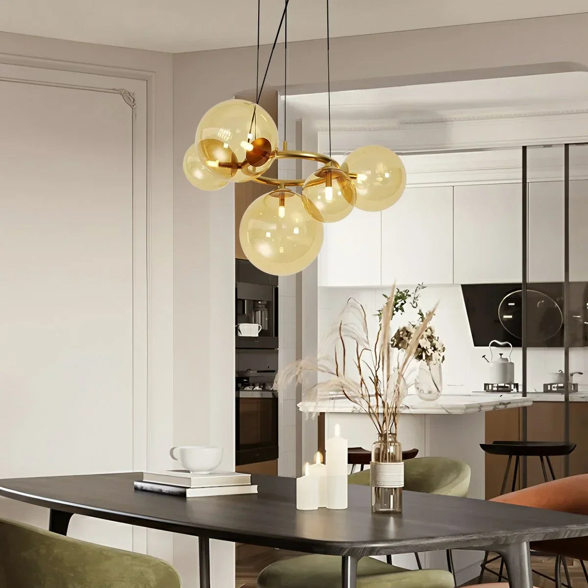 flairel Luxurious Single-Tone Glass Spheres Chandelier