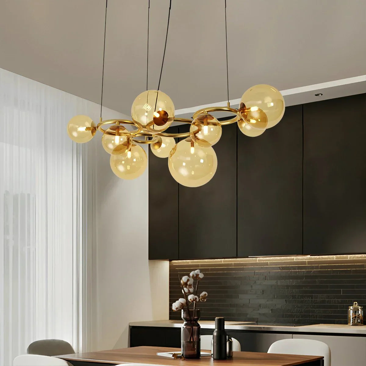 flairel Luxurious Single-Tone Glass Spheres Chandelier