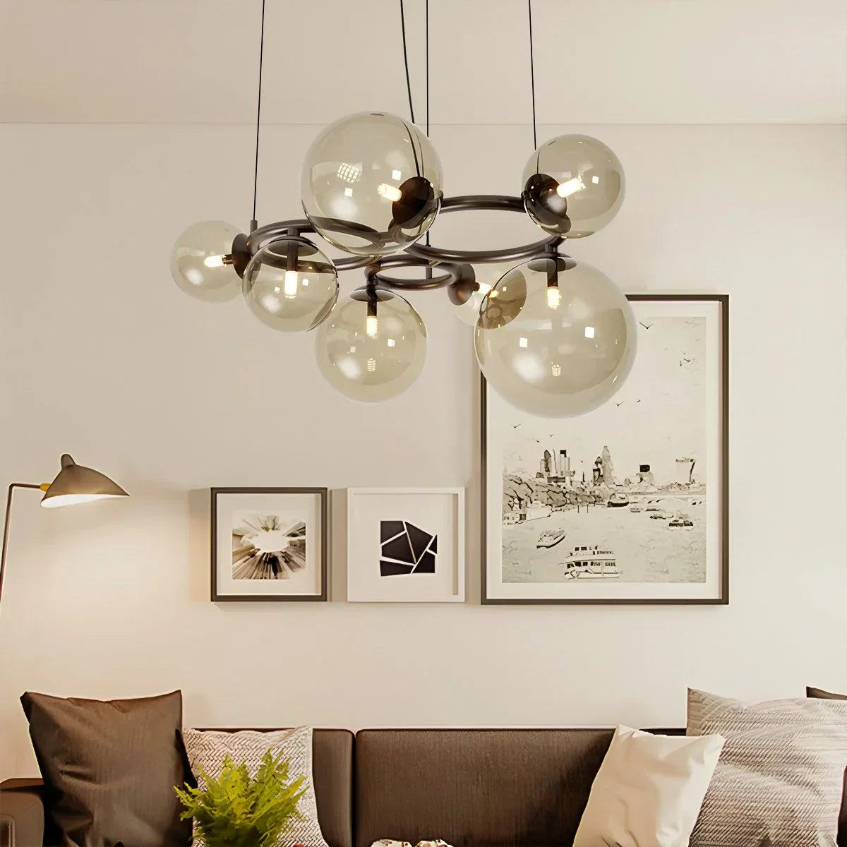 flairel Luxurious Single-Tone Glass Spheres Chandelier