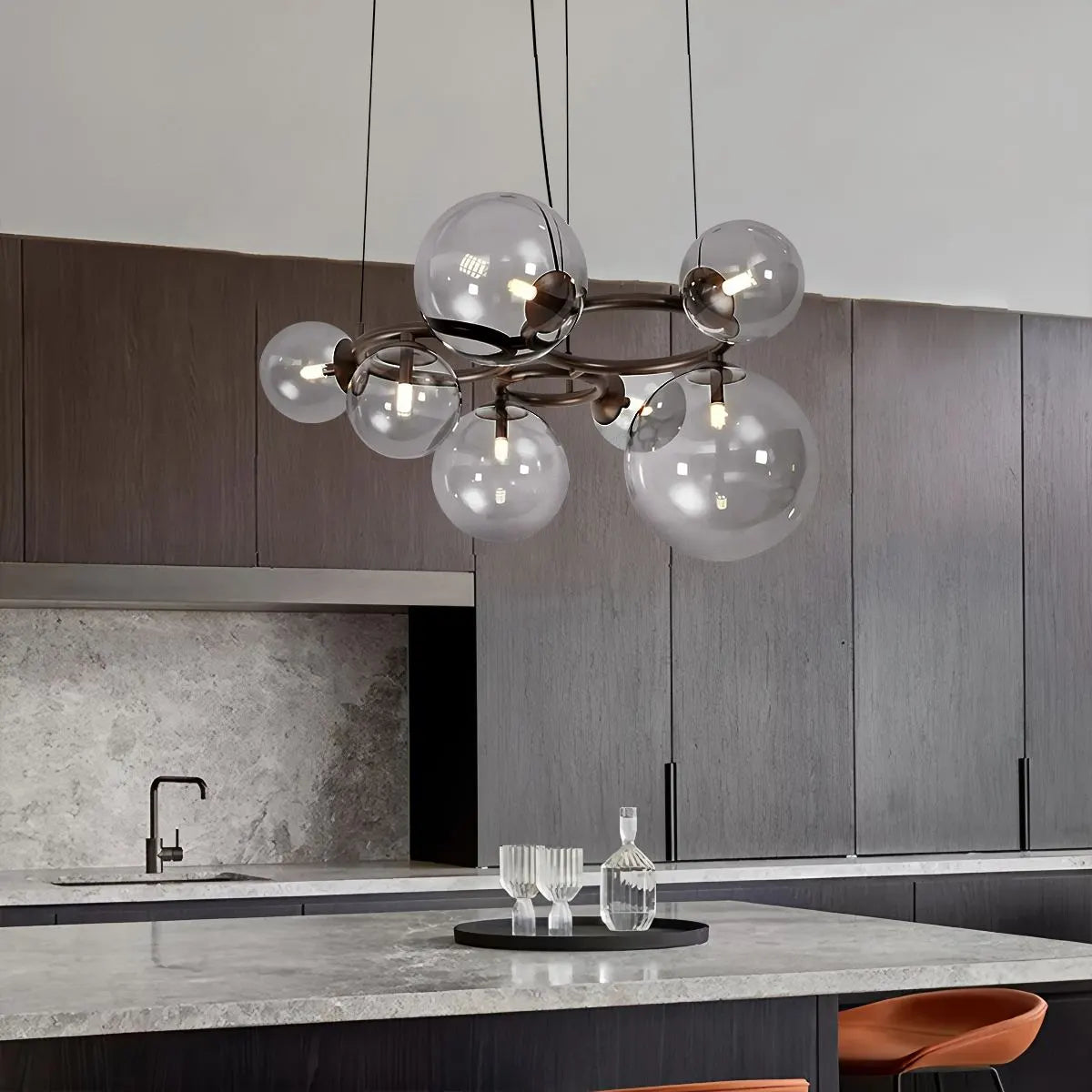 flairel Luxurious Single-Tone Glass Spheres Chandelier