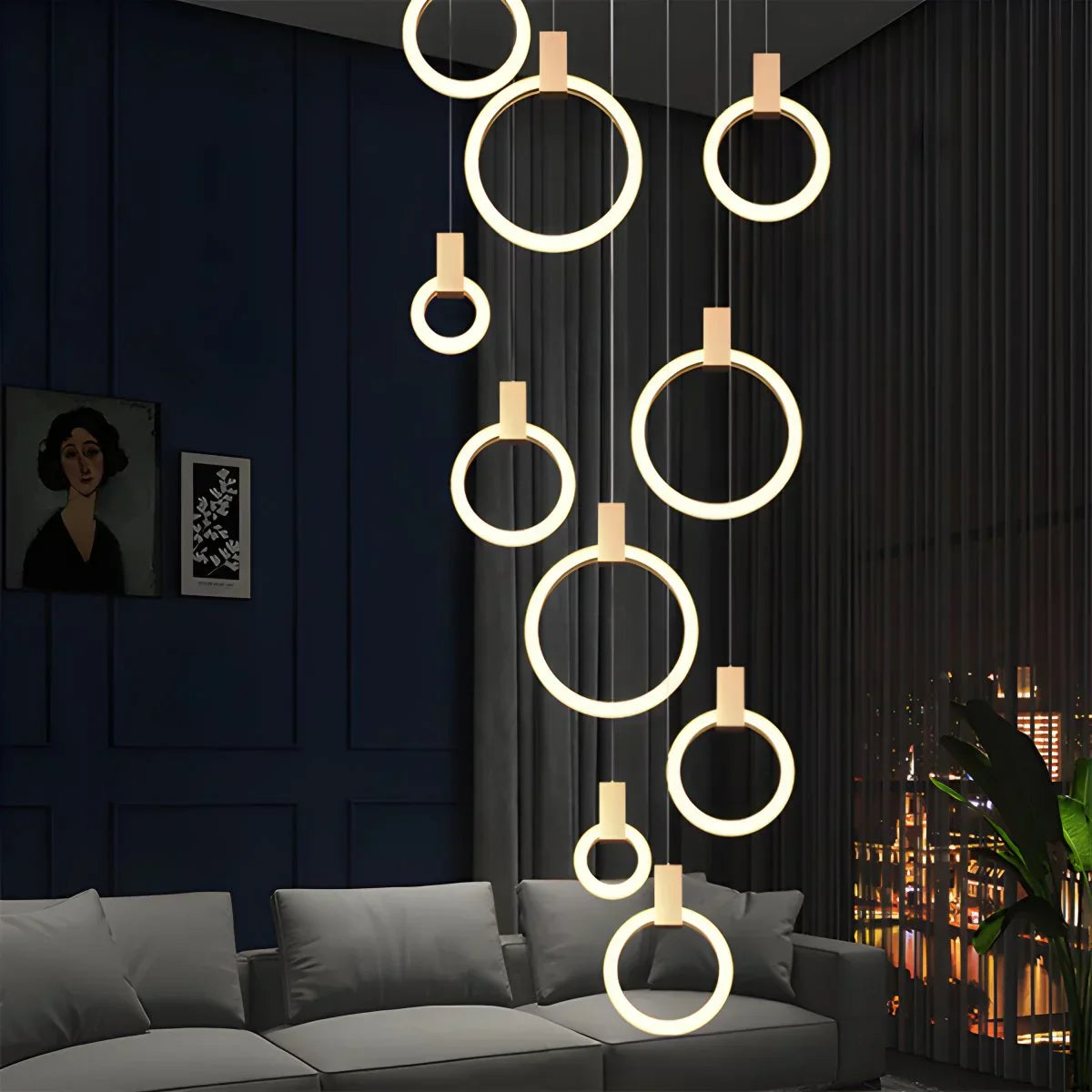 flairel Modern Large Staircase Hanging Chandelier
