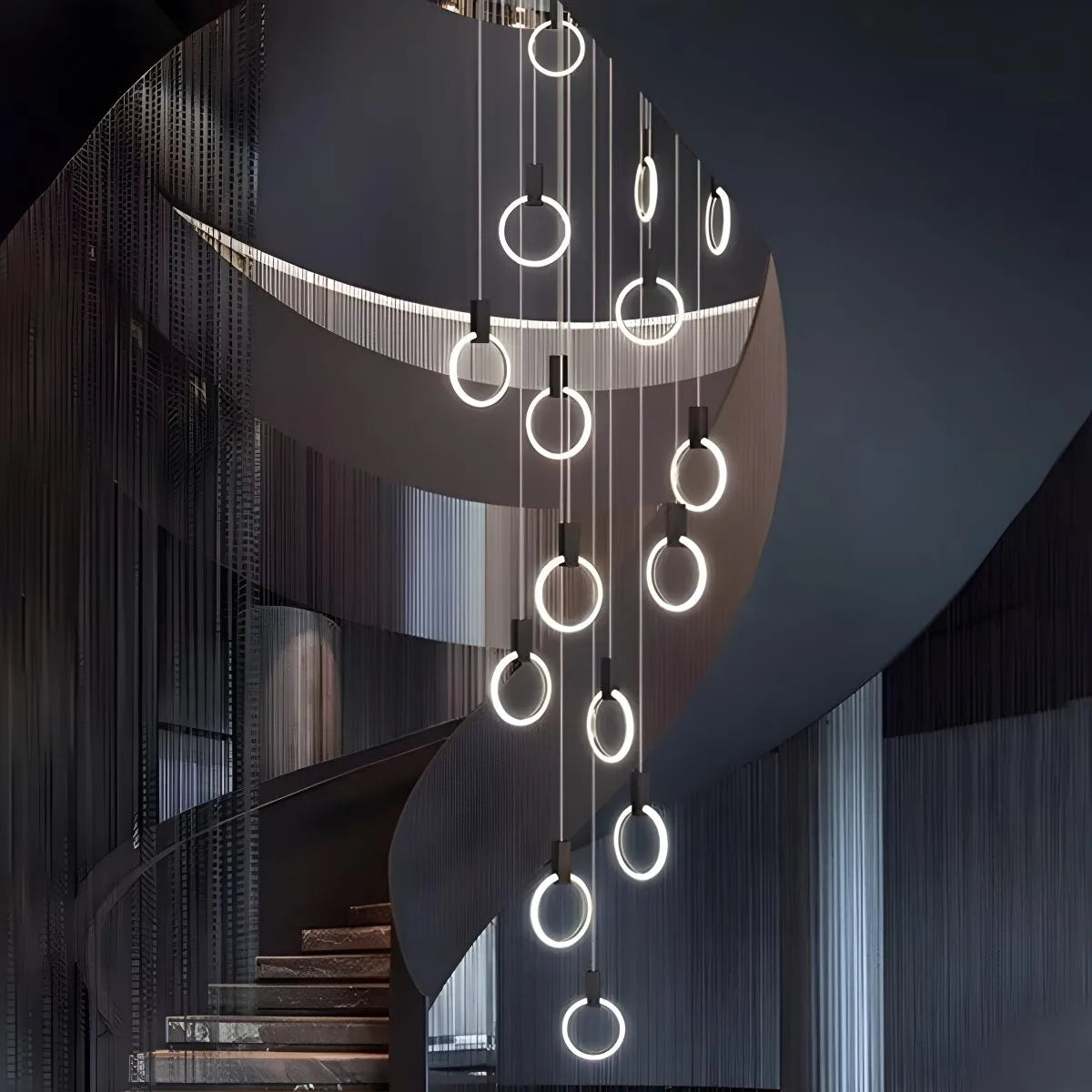 flairel Modern Large Staircase Hanging Chandelier