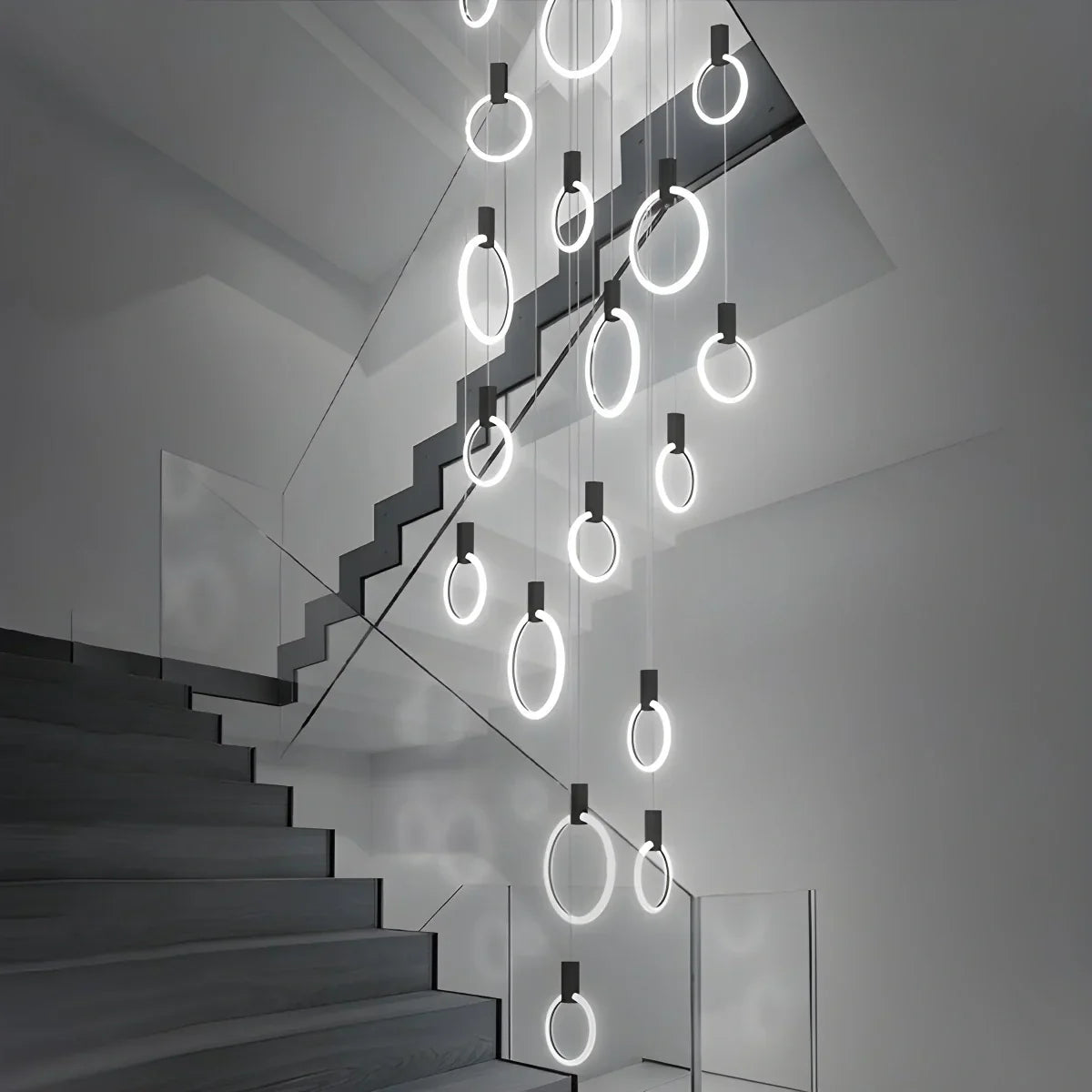 flairel Modern Large Staircase Hanging Chandelier