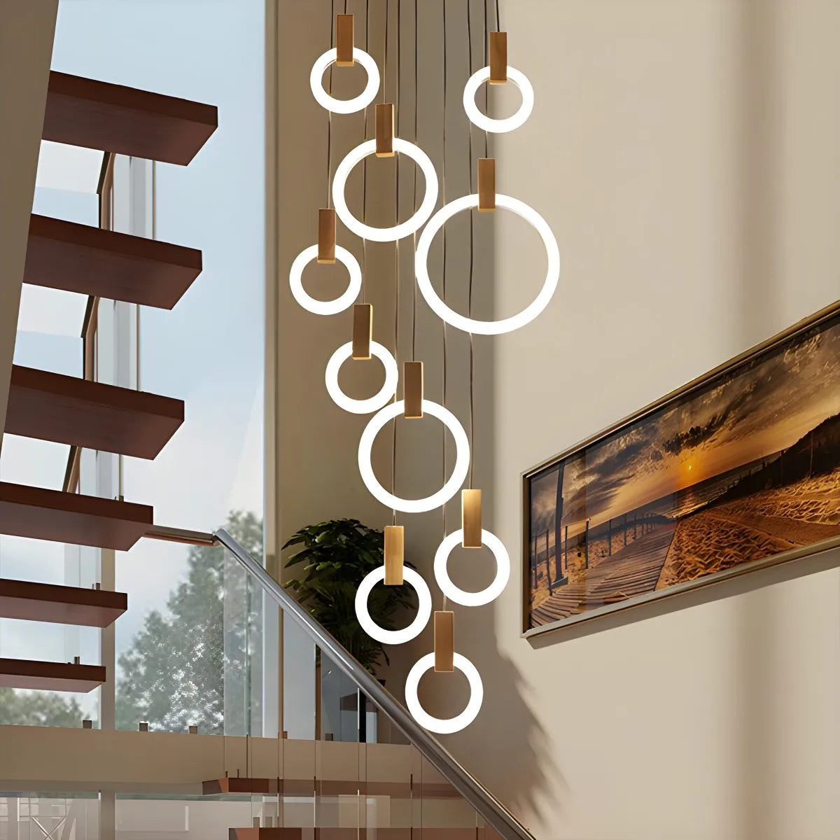 flairel Modern Large Staircase Hanging Chandelier