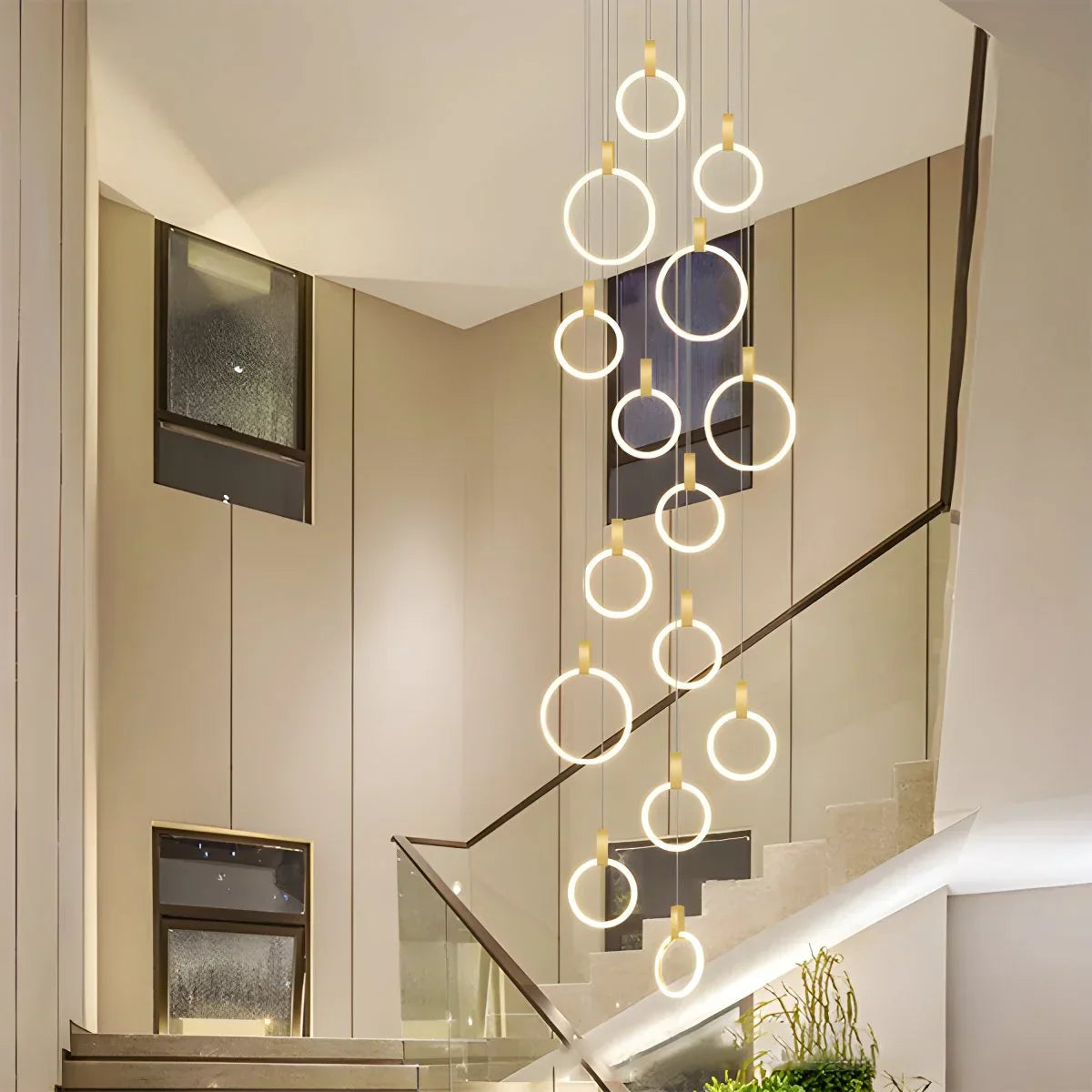 flairel Modern Large Staircase Hanging Chandelier
