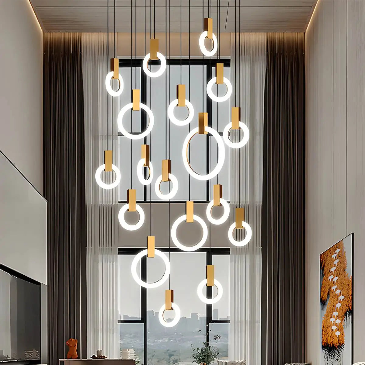 flairel Modern Large Staircase Hanging Chandelier