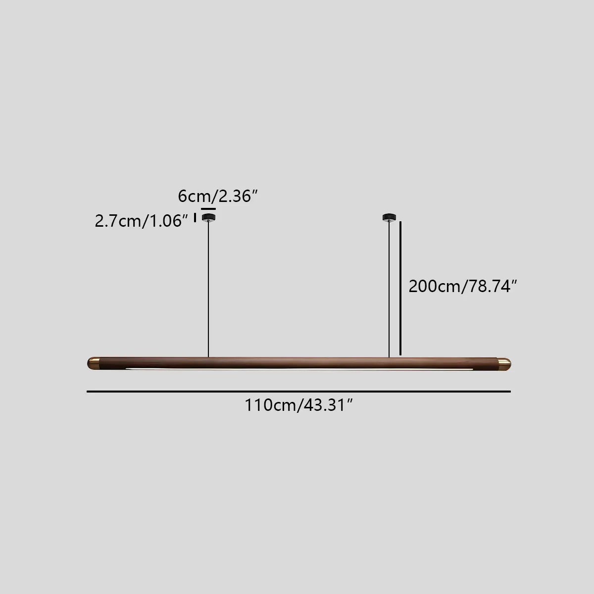 flairel Svelte Wood Linear Pendant Light for Kitchen