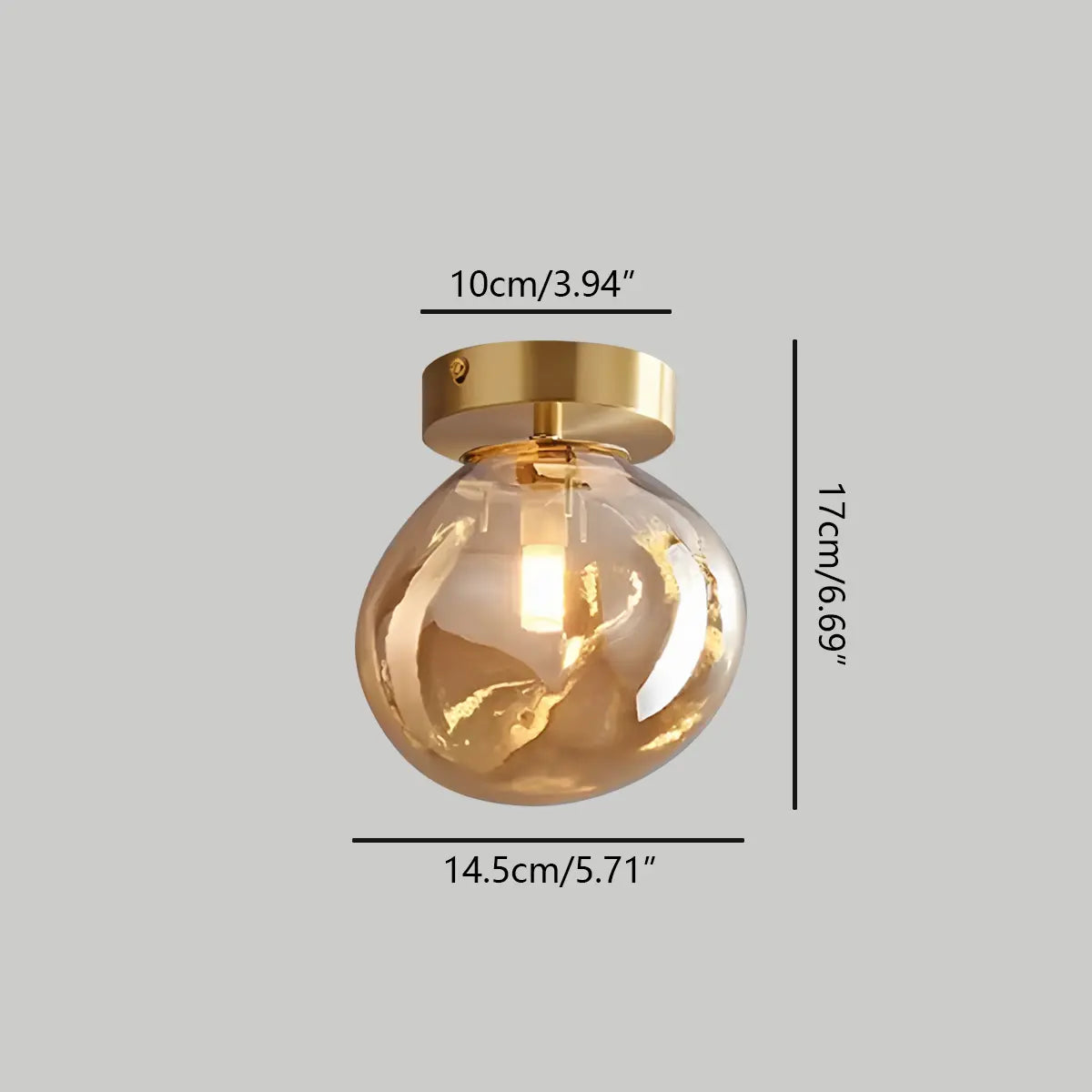 flairel Vintage Glass Semi-Flush Ceiling Light for Entryway