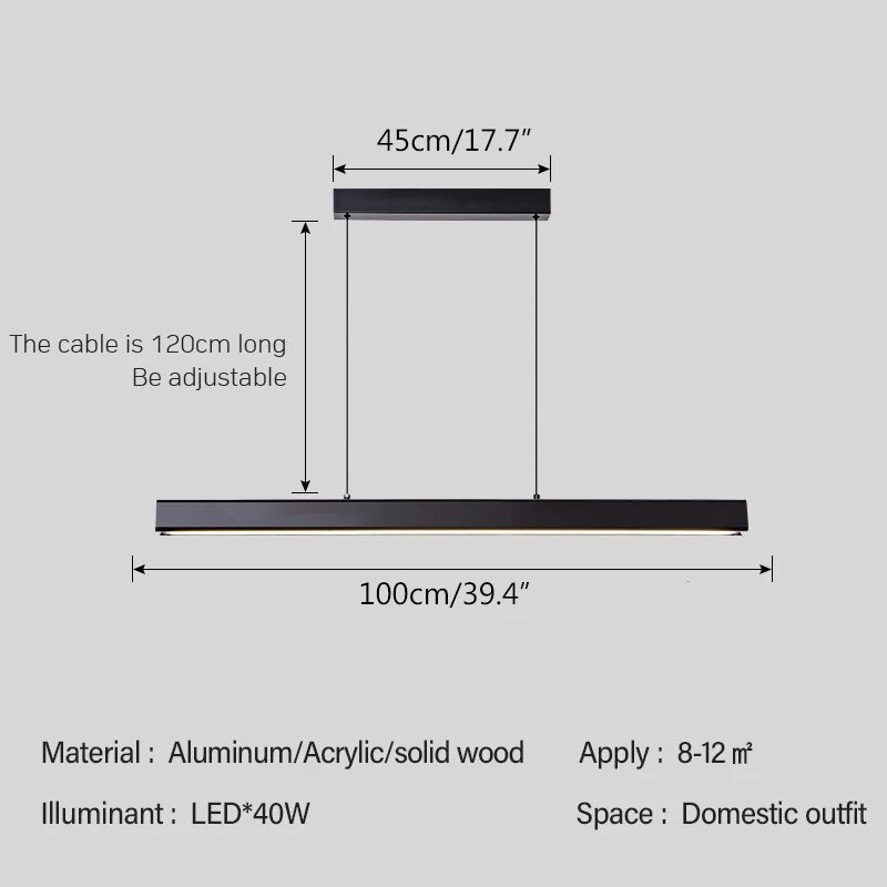 flairel Nordic LED Linear Pendant Light for Kitchen Island