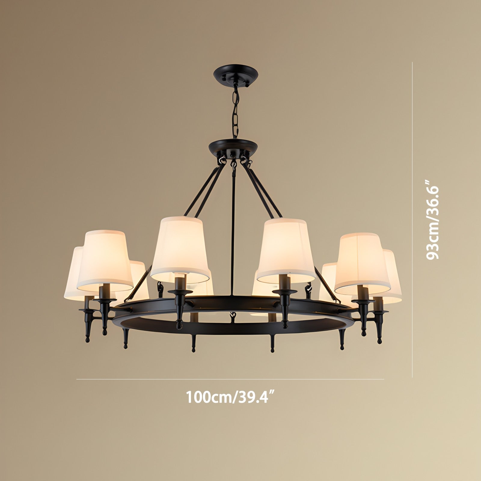 flairel Vintage Ring Metal Fabric Chandelier