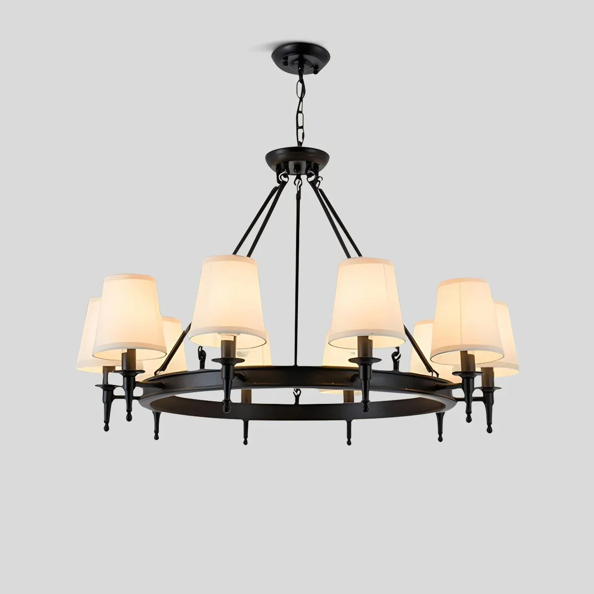 flairel Vintage Ring Metal Fabric Chandelier