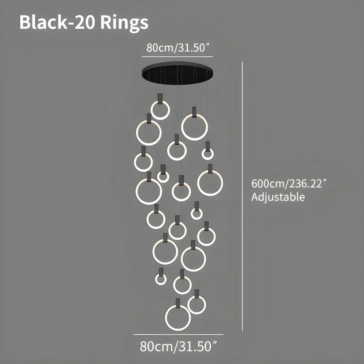 flairel Modern Large Staircase Hanging Chandelier
