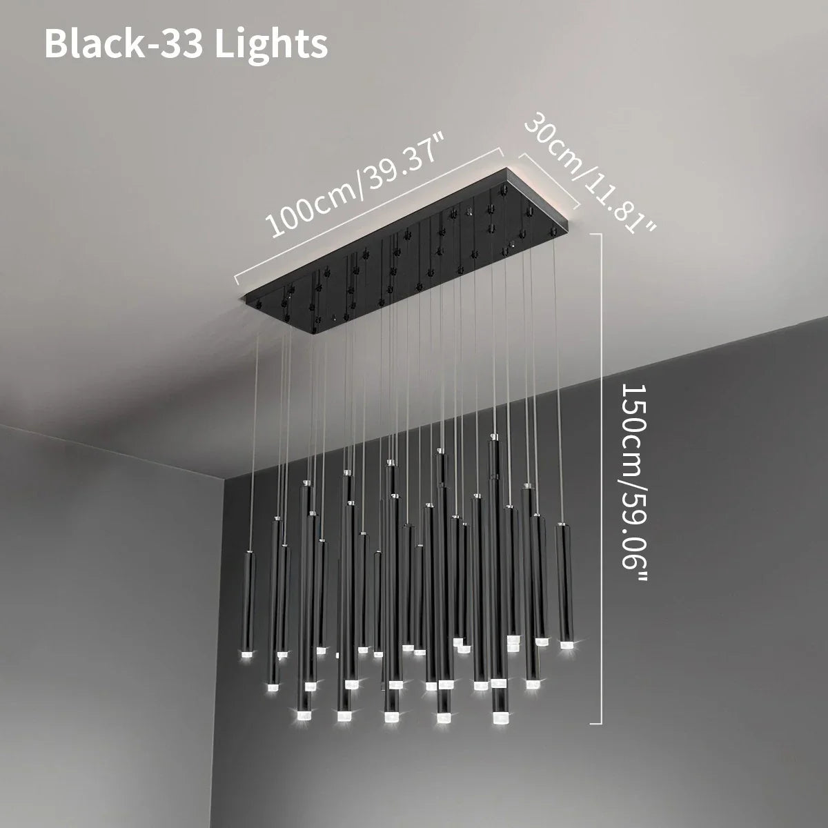 flairel Modern Luxury Large Long Cylindrical Chandelier