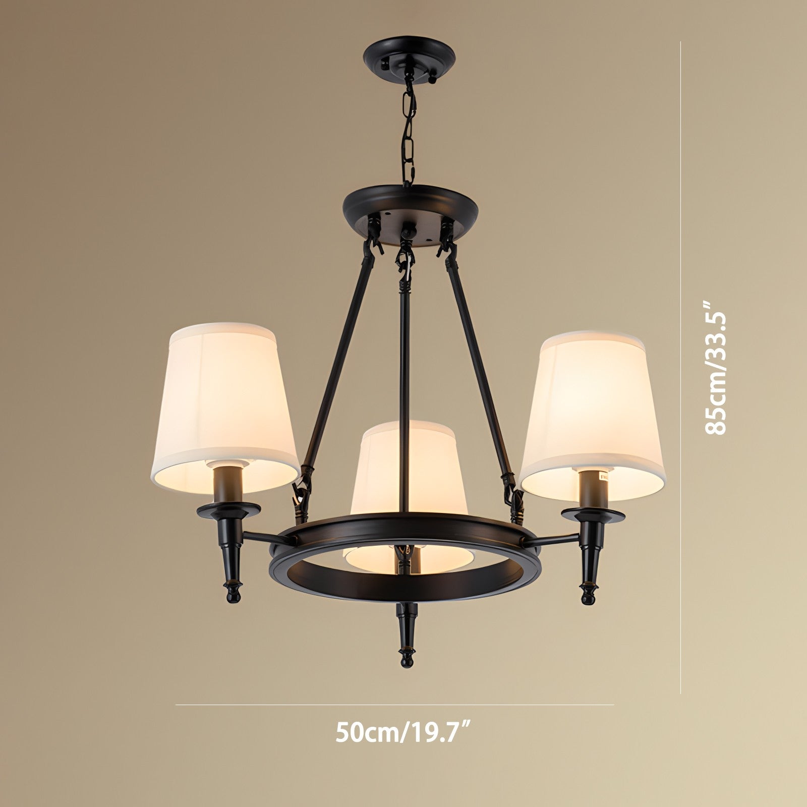 flairel Vintage Ring Metal Fabric Chandelier