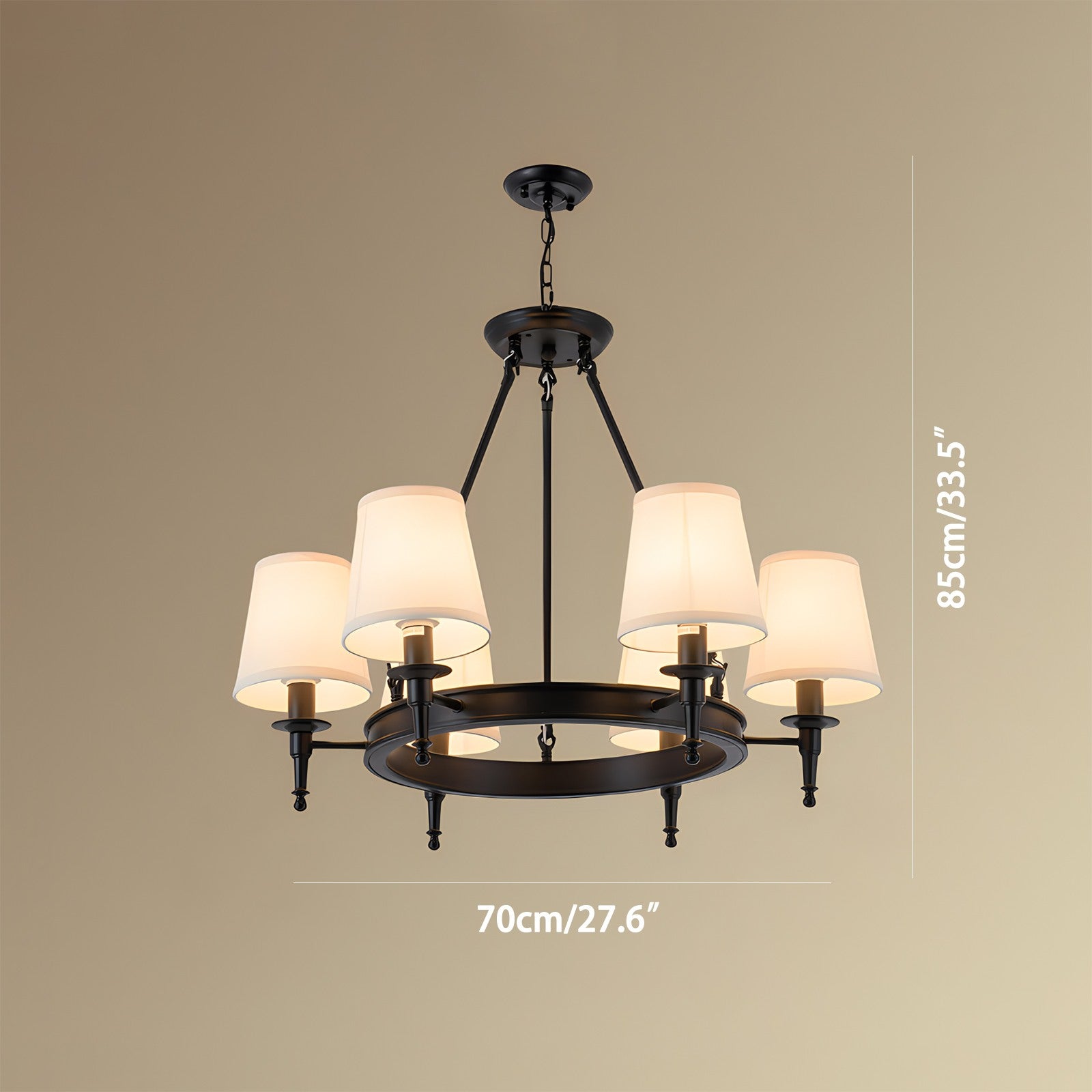 flairel Vintage Ring Metal Fabric Chandelier