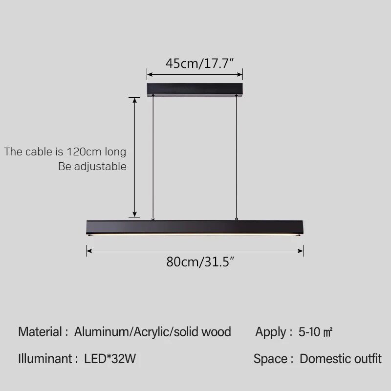 flairel Nordic LED Linear Pendant Light for Kitchen Island