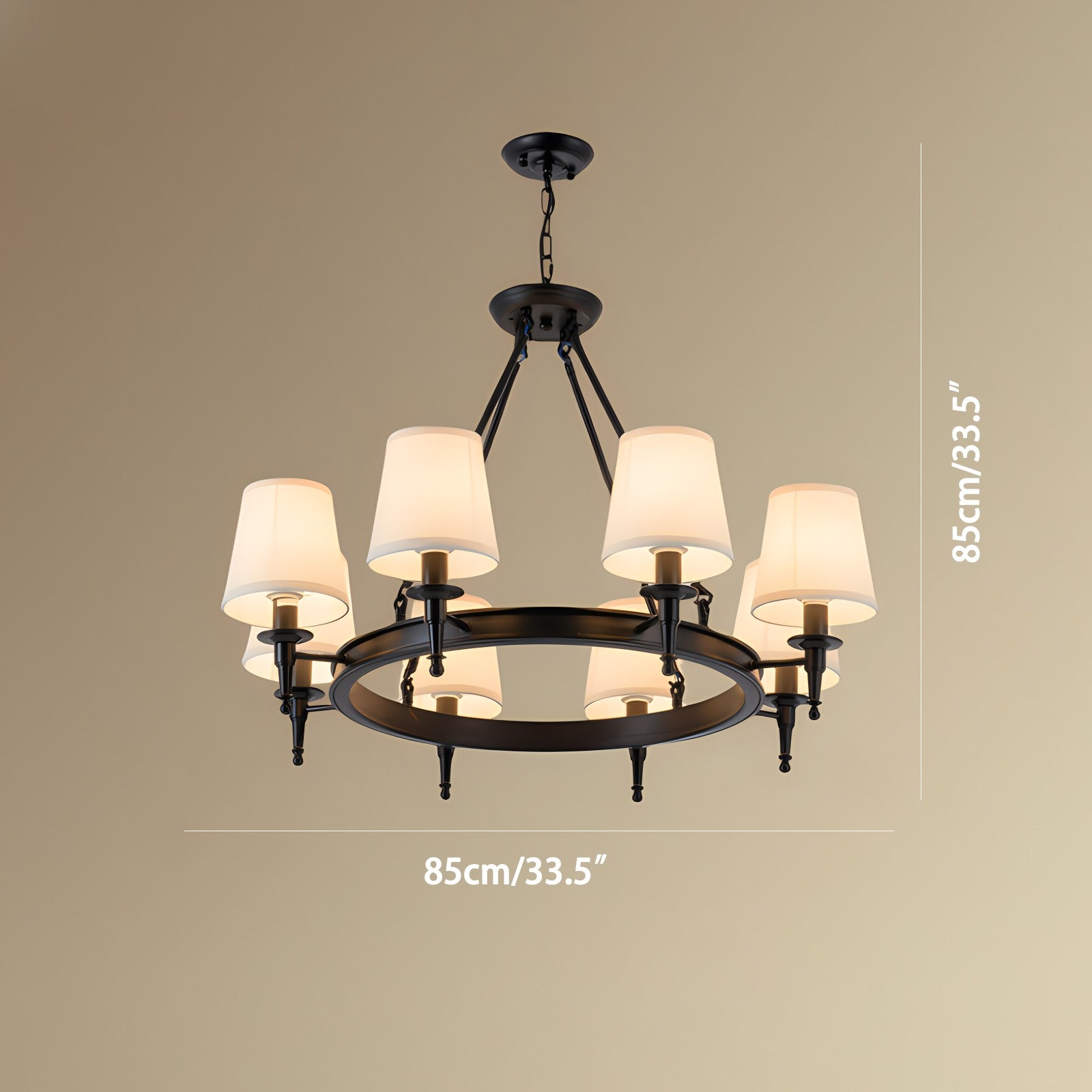 flairel Vintage Ring Metal Fabric Chandelier