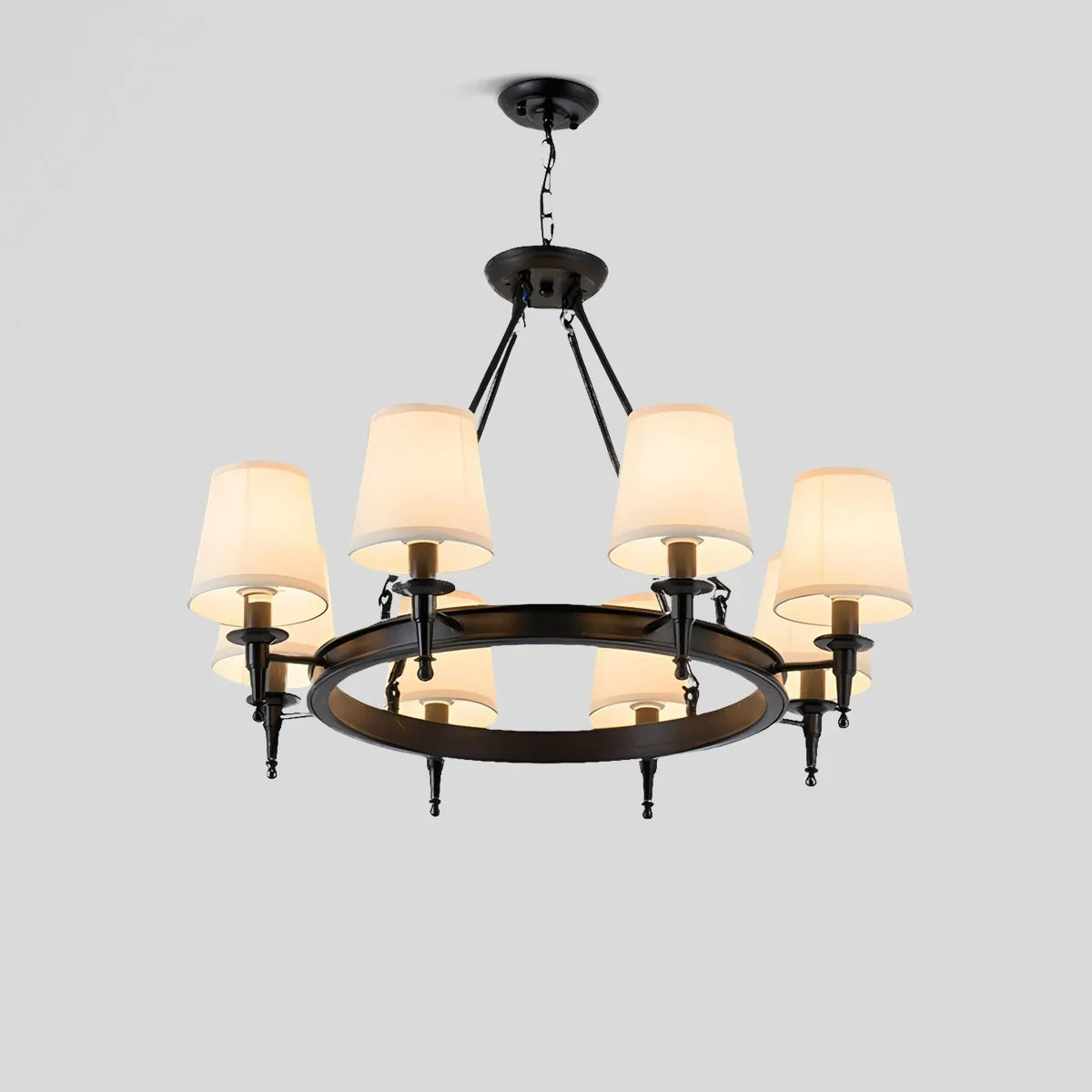 flairel Vintage Ring Metal Fabric Chandelier