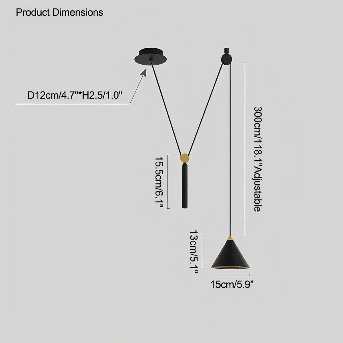 flairel Cone Counterweight Pulley Swag Pendant Lamp