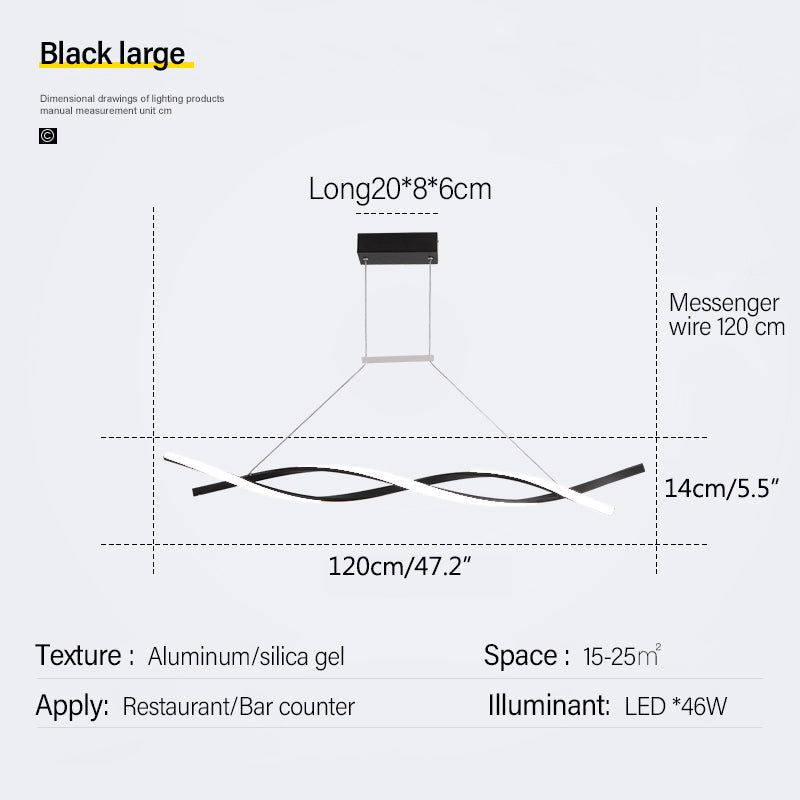 flairel LED Linear Wave Chandelier for Dining Room