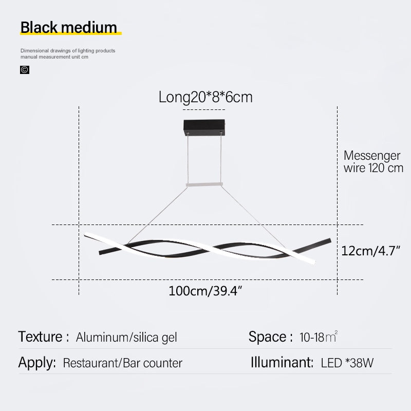 flairel LED Linear Wave Chandelier for Dining Room