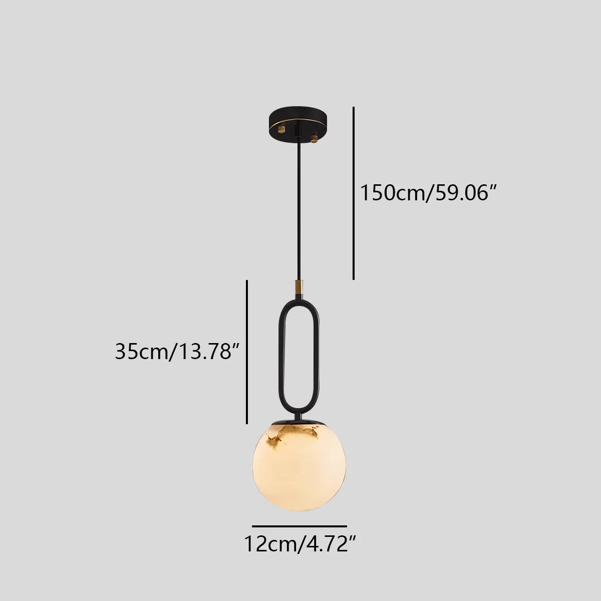 flairel Gong Alabaster Globe Pendant Light for Bedroom