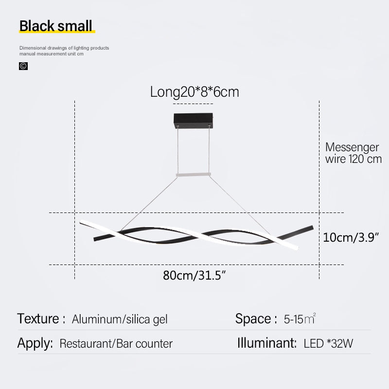 flairel LED Linear Wave Chandelier for Dining Room
