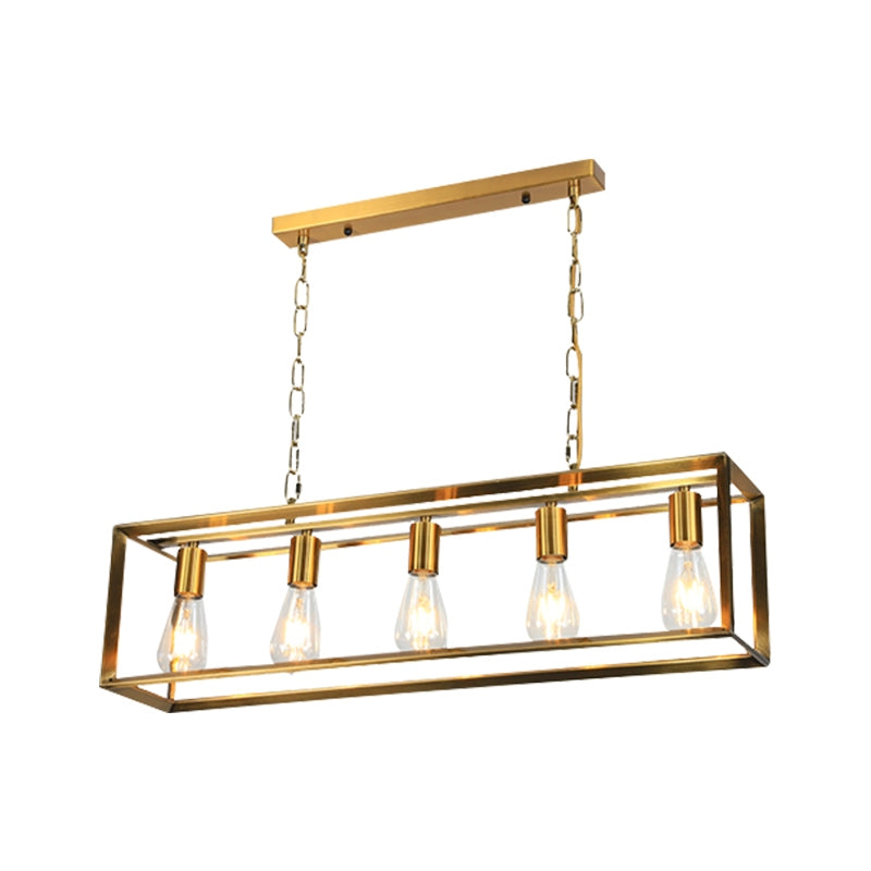 flairel Rectangular Brass Pendant Lights for Dining Room