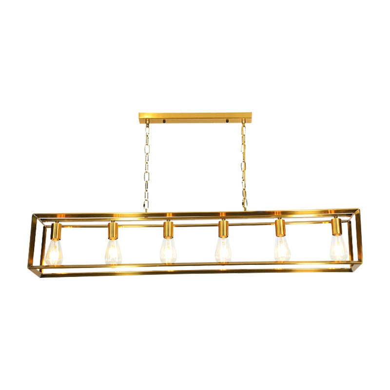 flairel Rectangular Brass Pendant Lights for Dining Room