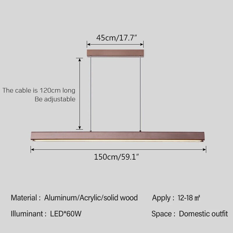 flairel Nordic LED Linear Pendant Light for Kitchen Island