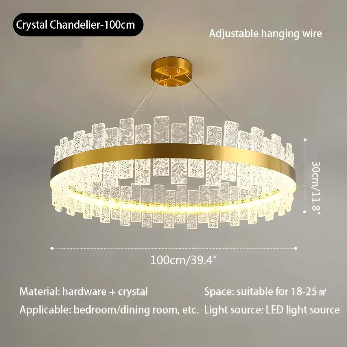 flairel Modern Frosted Glass Crystal Chandelier