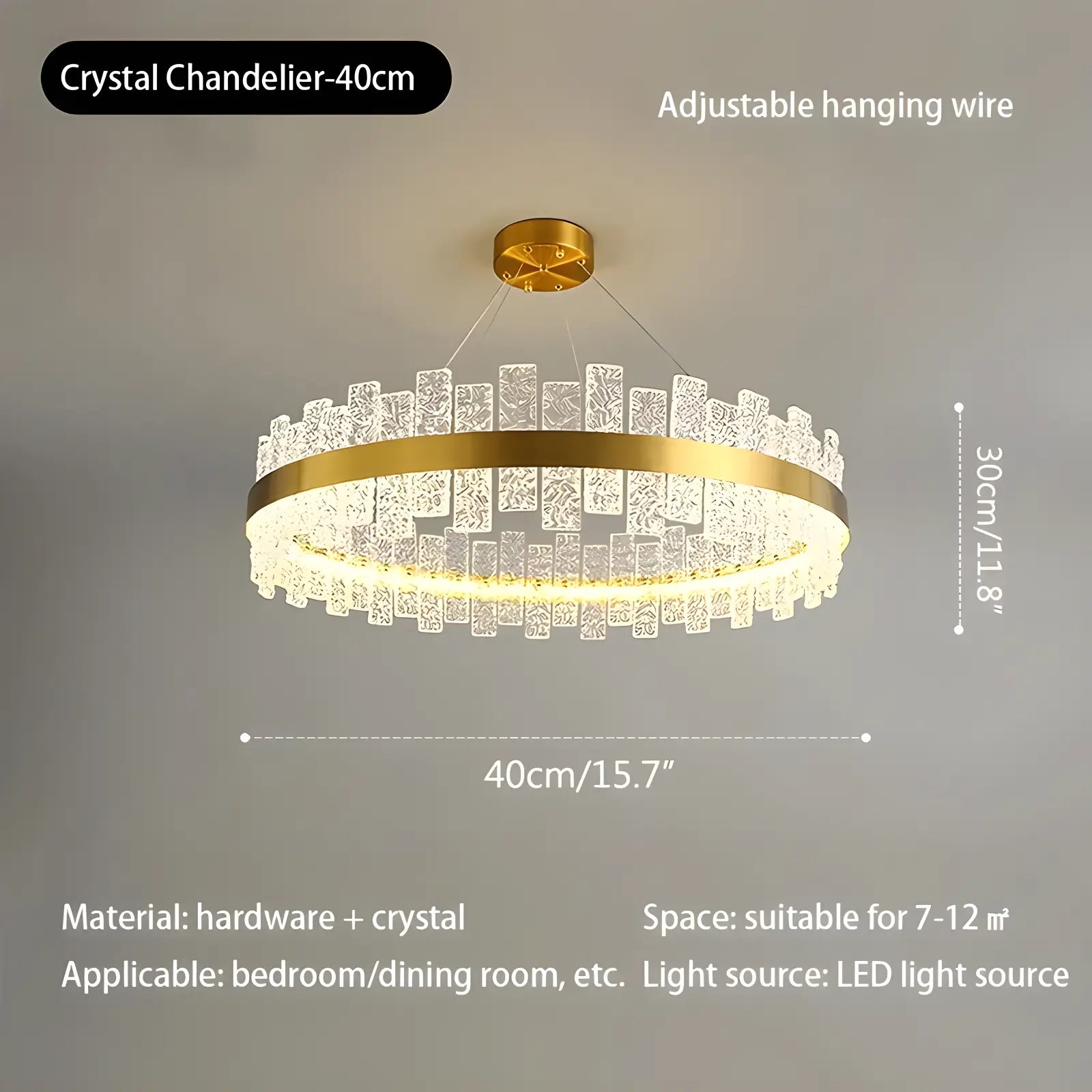 flairel Modern Frosted Glass Crystal Chandelier