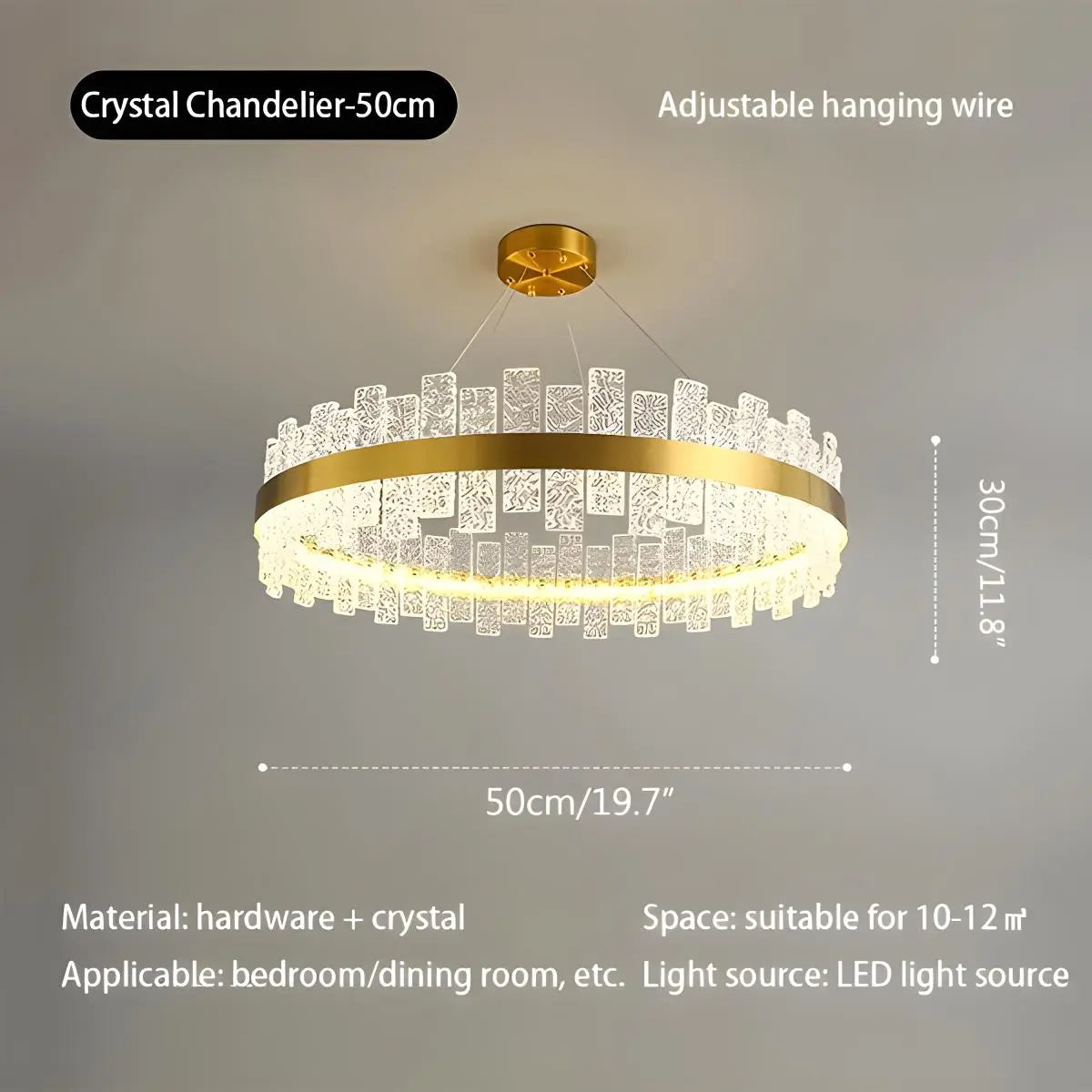 flairel Modern Frosted Glass Crystal Chandelier