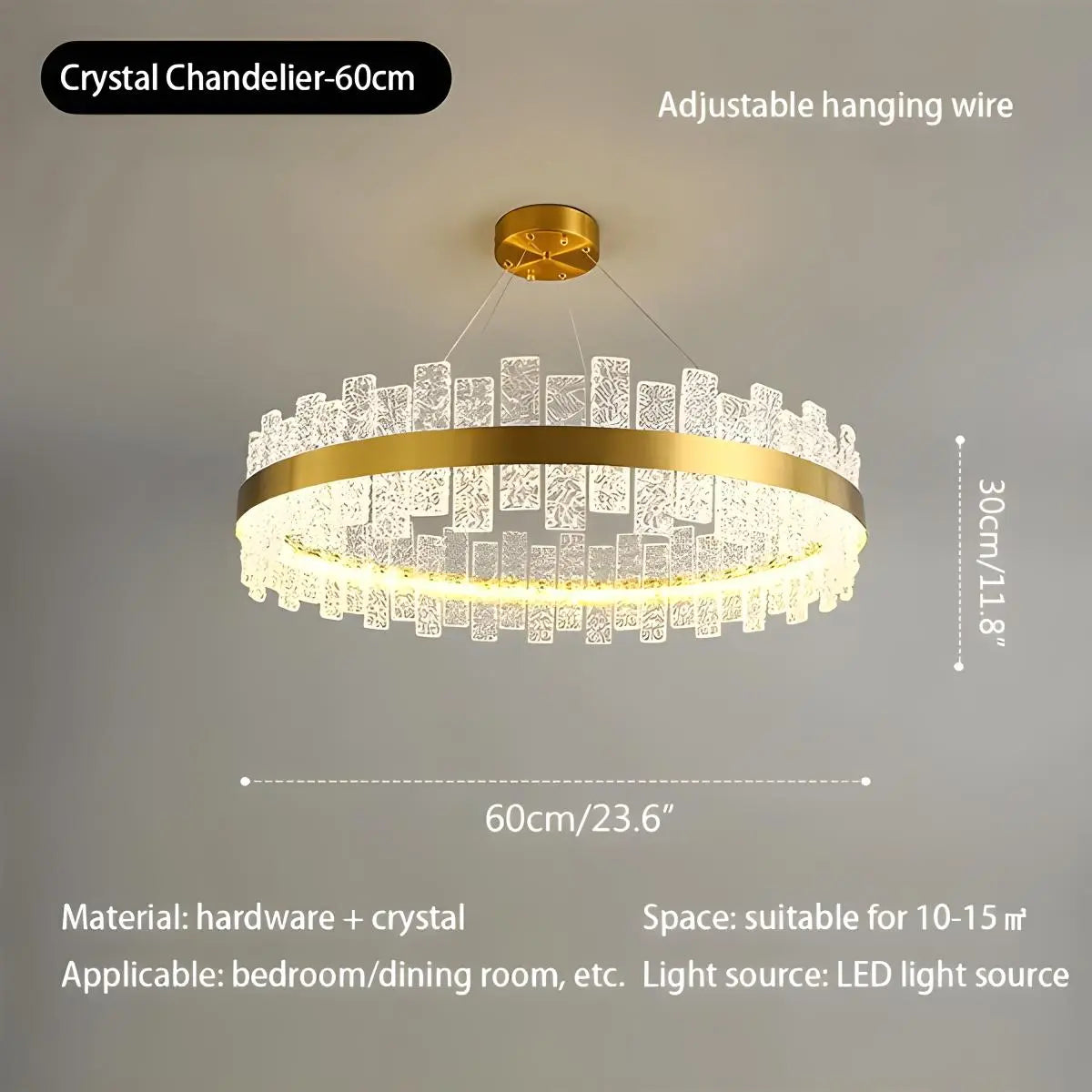 flairel Modern Frosted Glass Crystal Chandelier