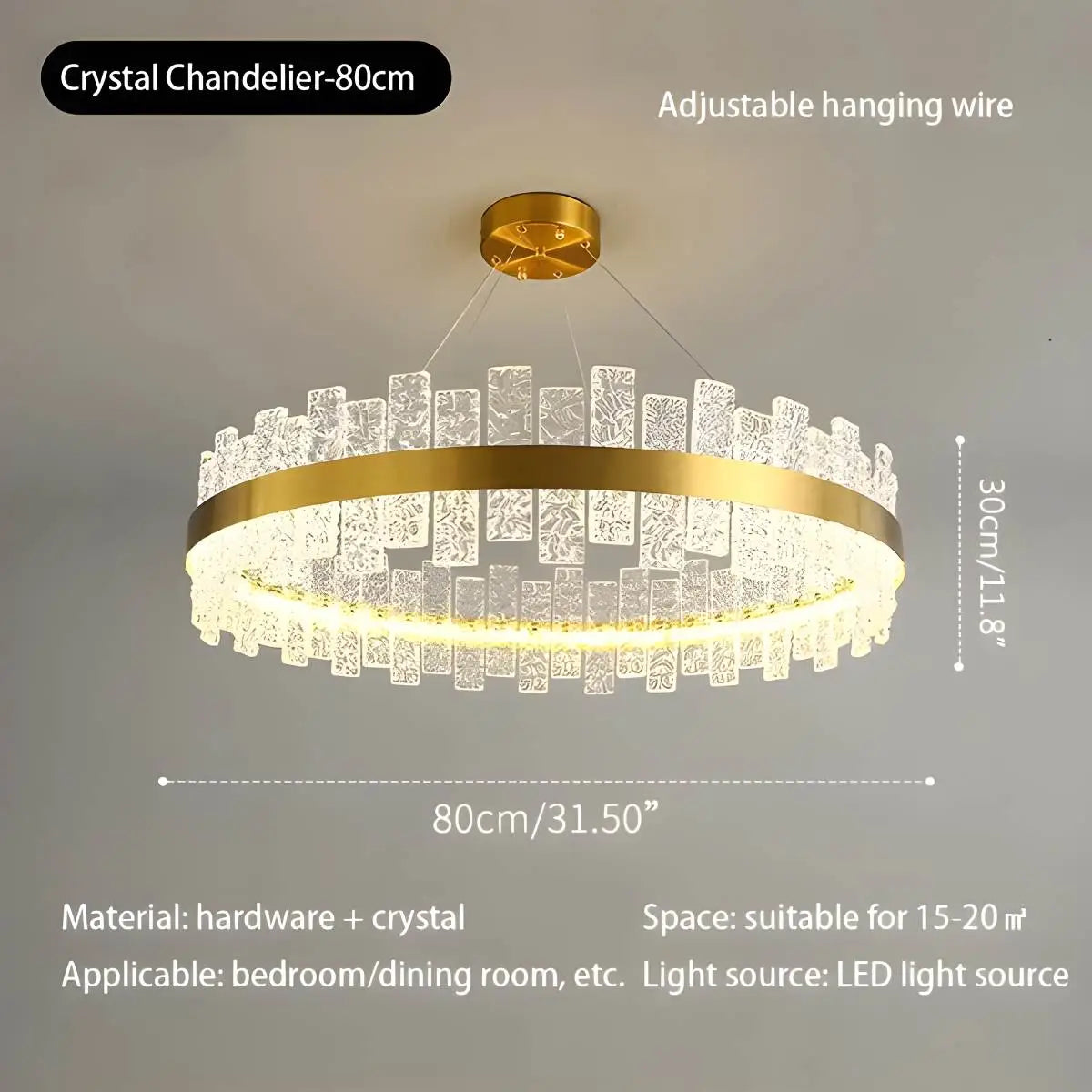 flairel Modern Frosted Glass Crystal Chandelier