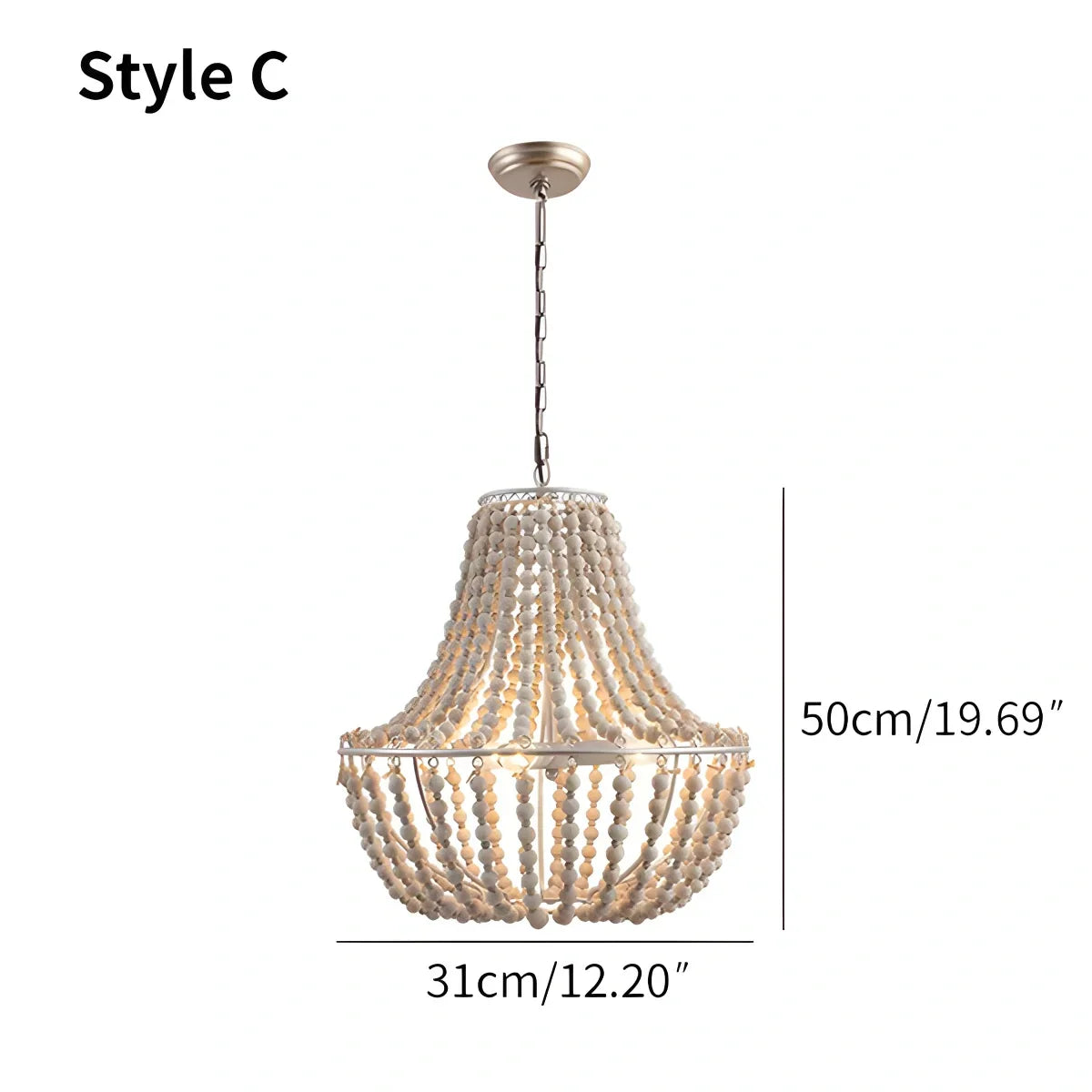 flairel Retro Wooden Bead Chandelier for Dining Room