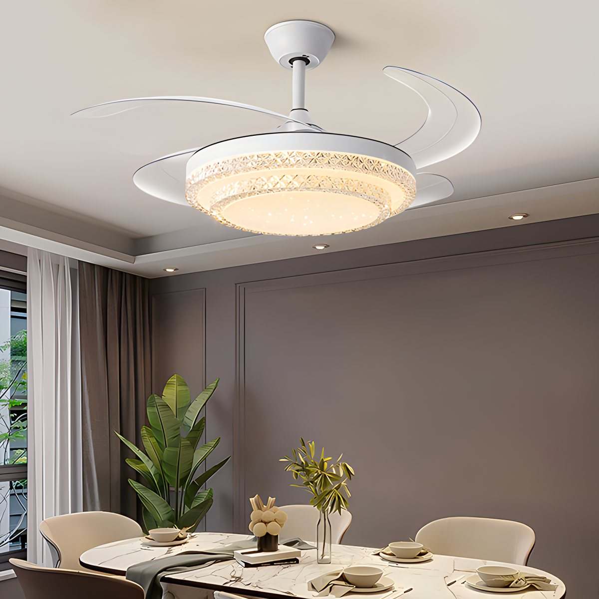 flairel Dimmable Remote Hugger Ceiling Fan Light