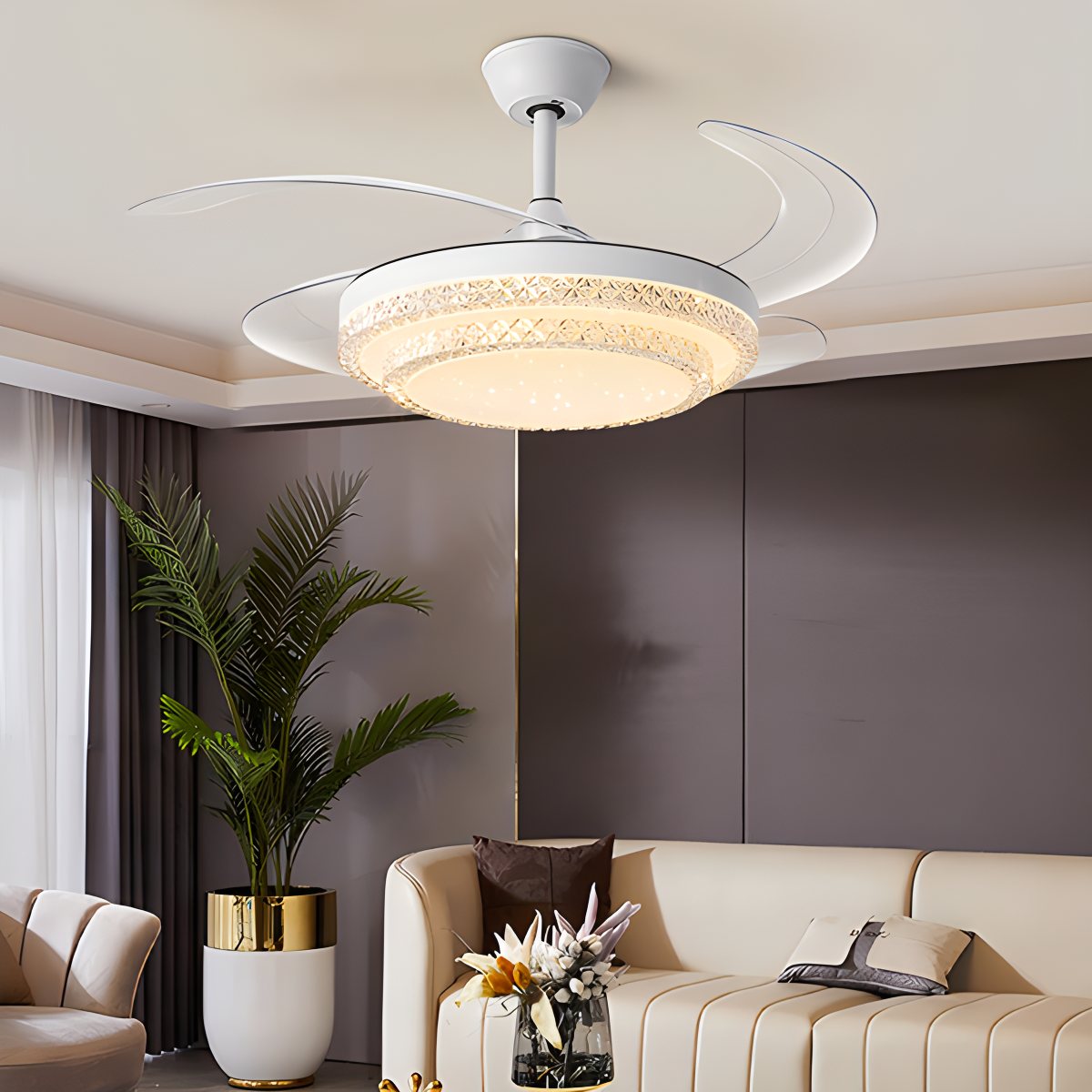 flairel Dimmable Remote Hugger Ceiling Fan Light