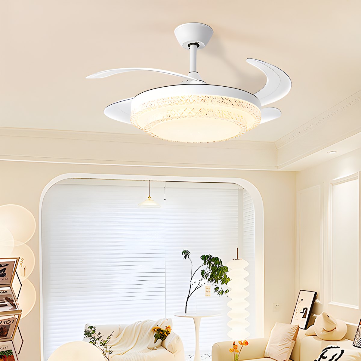 flairel Dimmable Remote Hugger Ceiling Fan Light