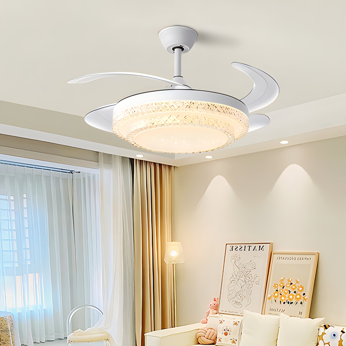 flairel Dimmable Remote Hugger Ceiling Fan Light