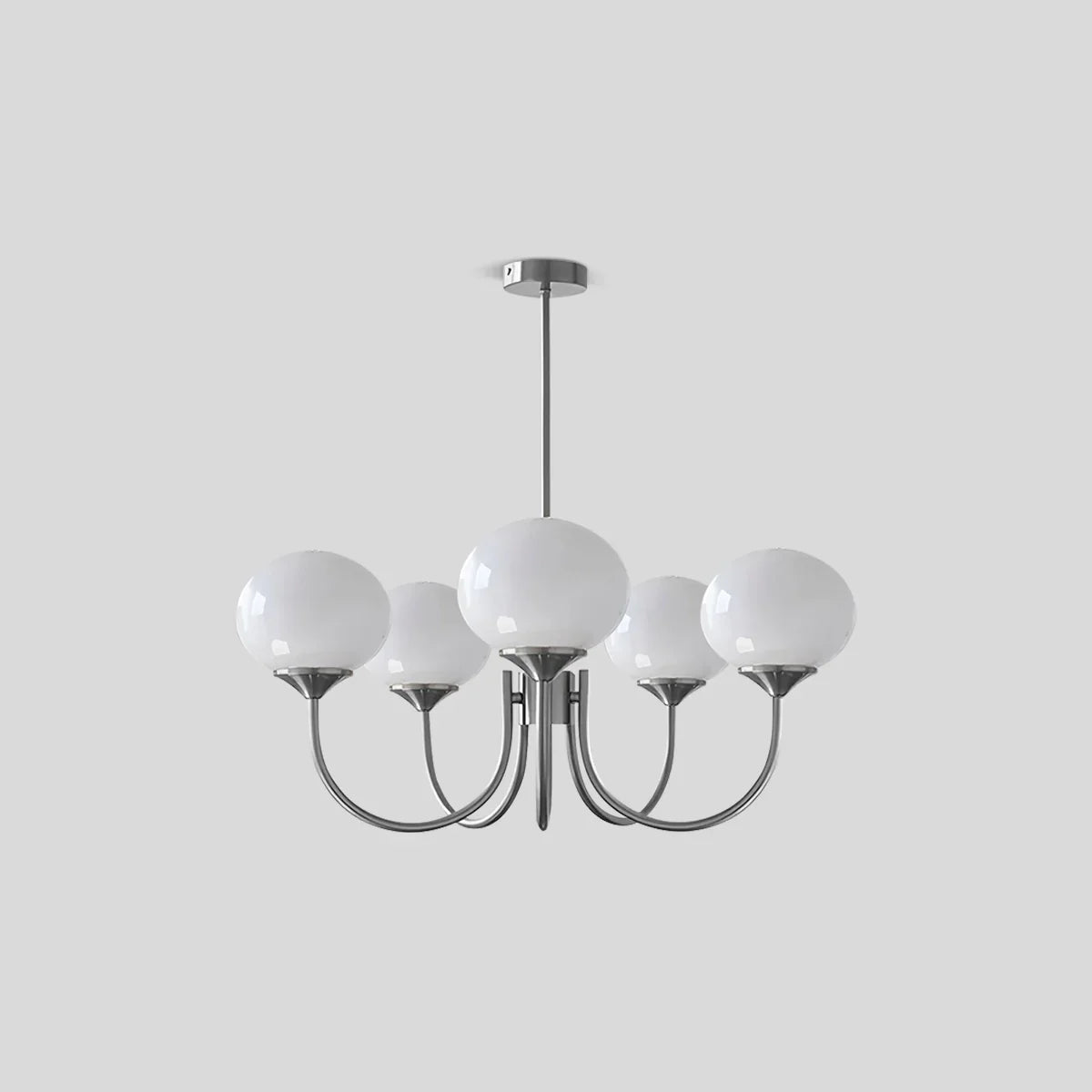 flairel Pink Glass Globe Arm Chandelier for Living Room