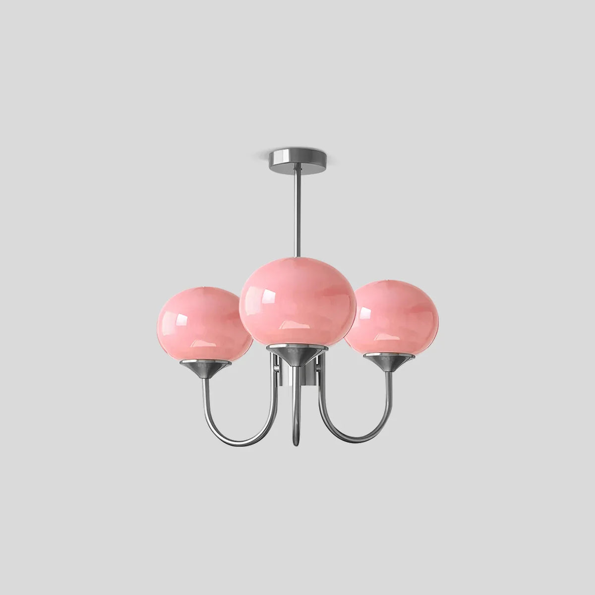 flairel Pink Glass Globe Arm Chandelier for Living Room