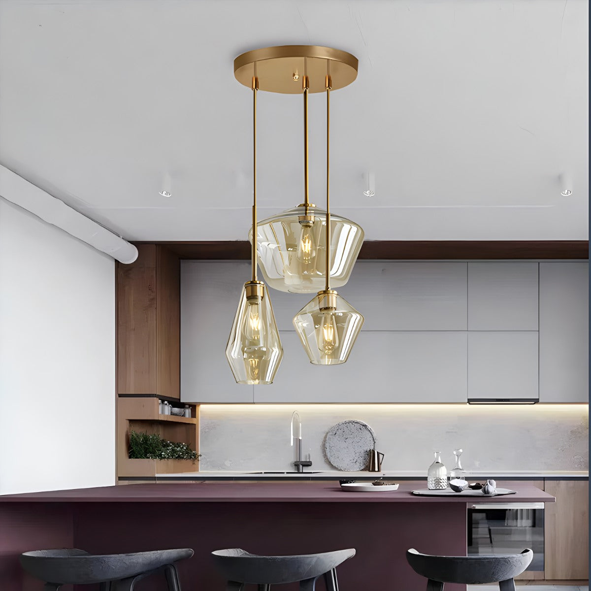 flairel Hailie Clear Glass Pendant Light for Kitchen