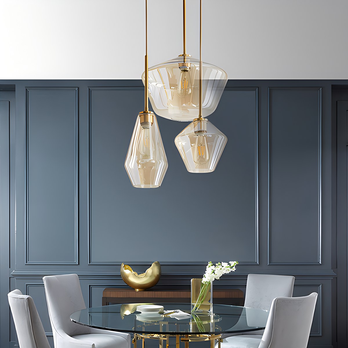 flairel Hailie Clear Glass Pendant Light for Kitchen