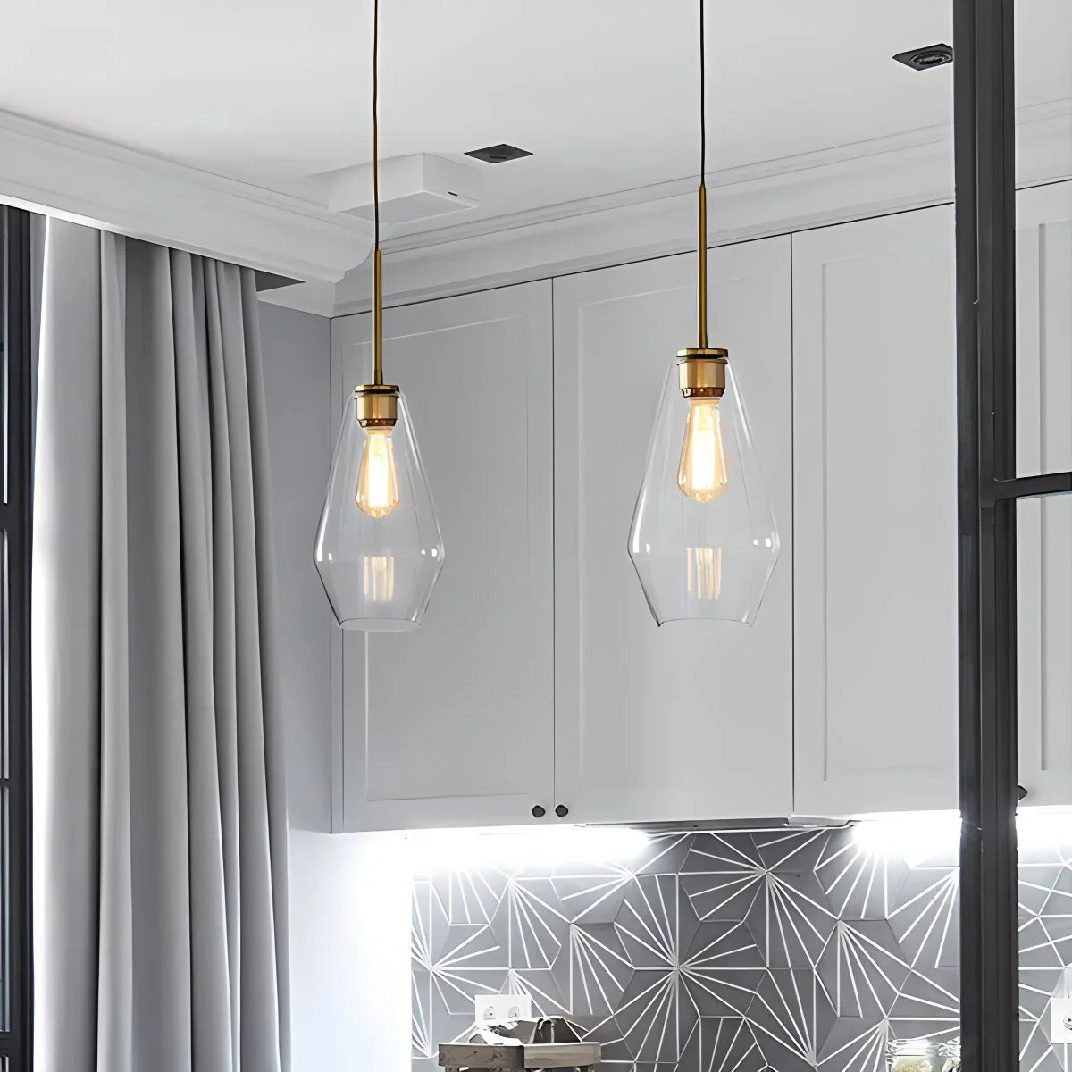 flairel Hailie Clear Glass Pendant Light for Kitchen