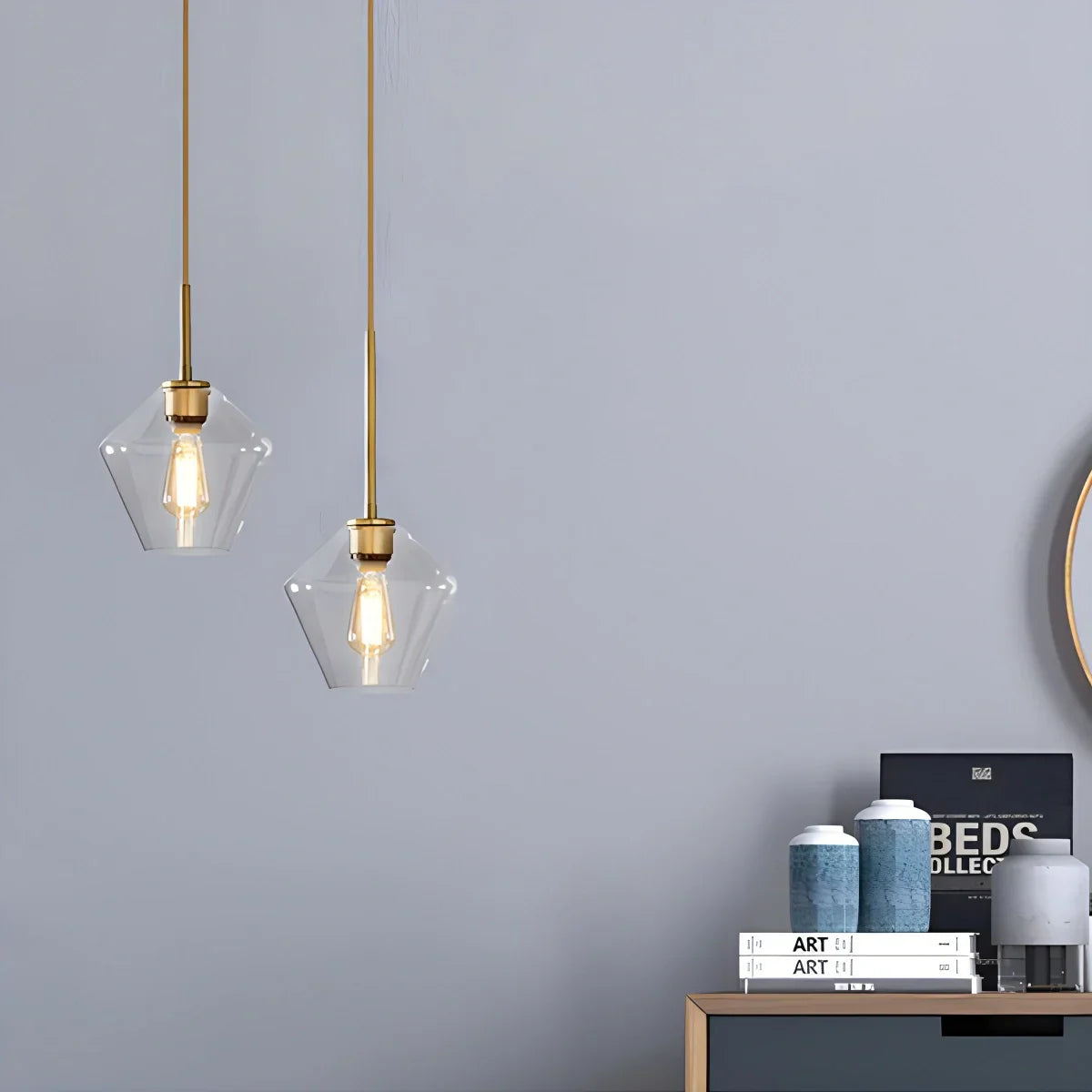 flairel Hailie Clear Glass Pendant Light for Kitchen